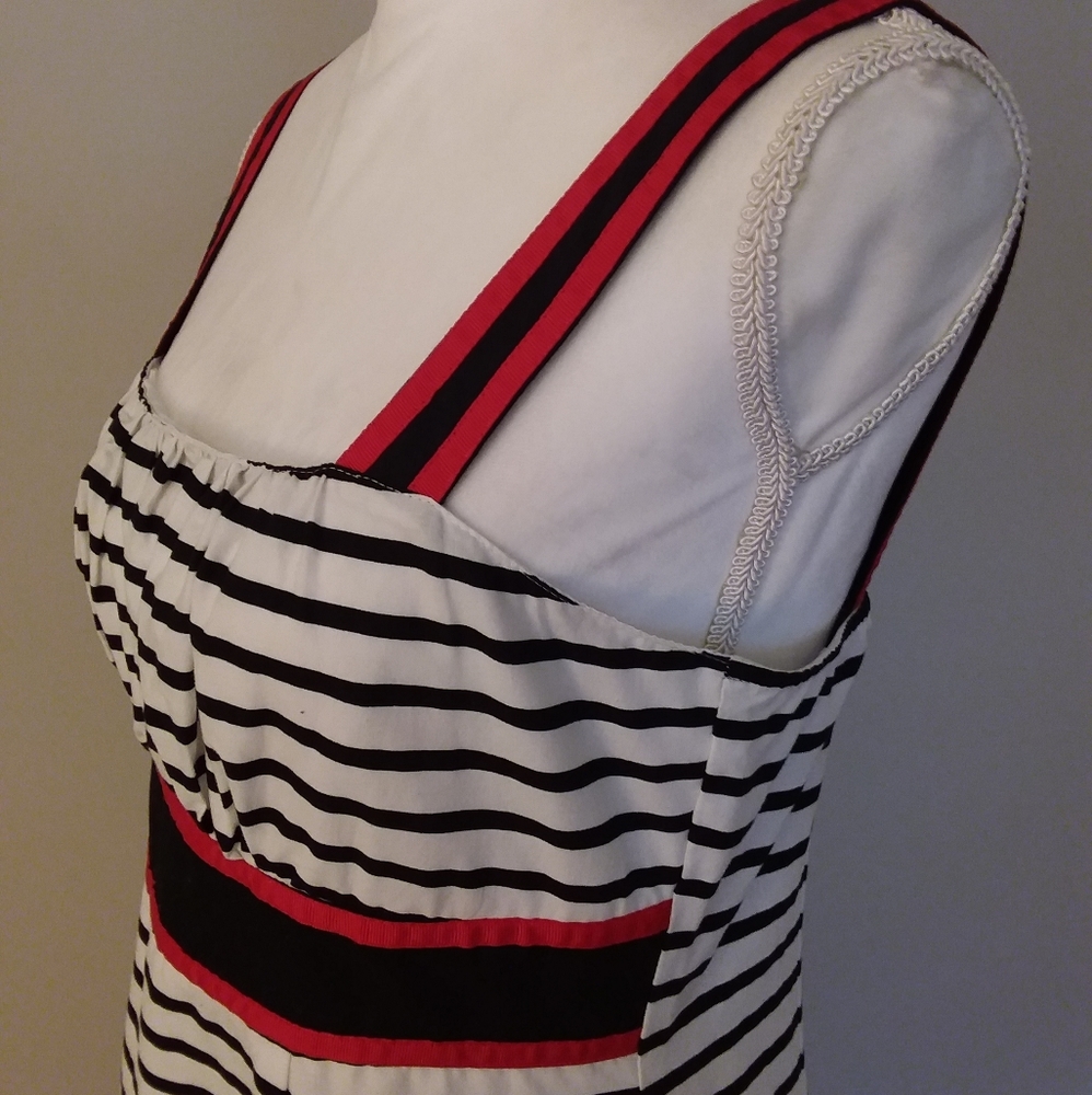 R&K Original Black/White Stripe Dress with Flowers - Picture 4 of 10